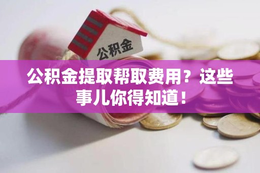 界首公积金提取帮取费用？这些事儿你得知道！